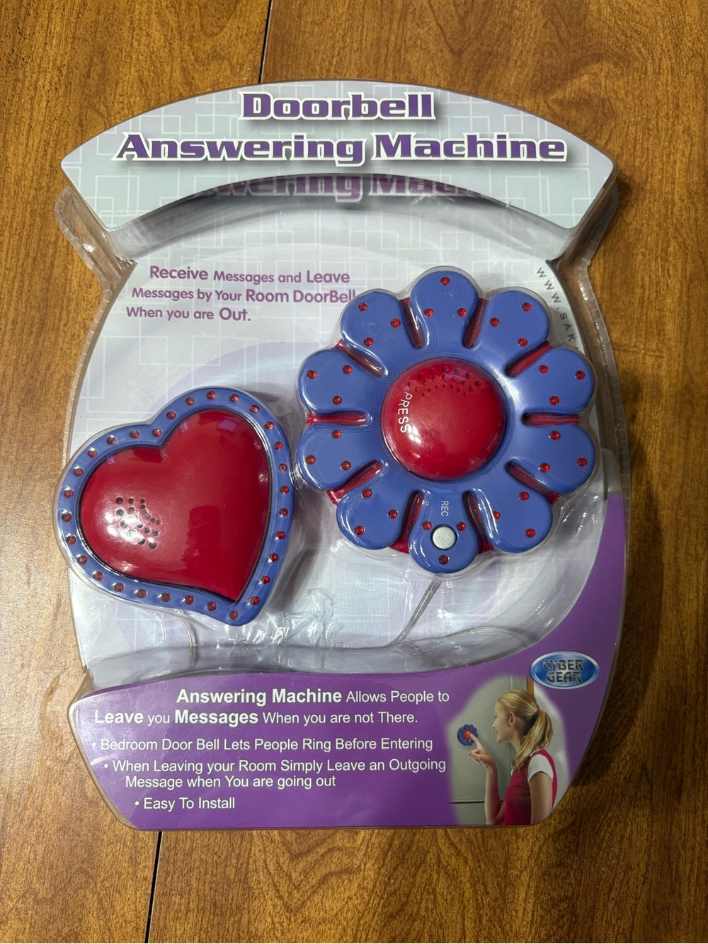Y2K VTG Doorbell Answering Machine Flower & Heart Set in Blue and Red